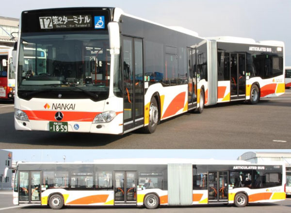 関西国際空港の第1ターミナルと第2ターミナル間に連節バス導入　メルセデス・ベンツ製