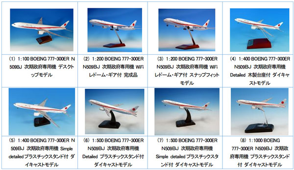 全日空商事、次期政府専用機やMRJ飛行試験機のダイキャストモデルプレーン10種類を発売