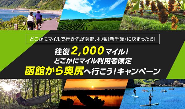JALの「どこかにマイル」、行き先が函館・札幌/千歳の人に函館〜奥尻間を往復2,000マイルで提供
