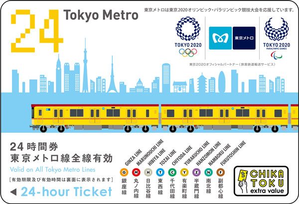 東京メトロ、東京2020エンブレム付きの24時間券発売