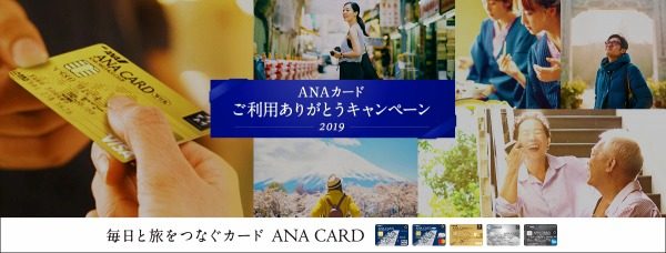ANAカード、ご利用ありがとうキャンペーン2019を実施　35万円利用で3,500マイルプレゼント