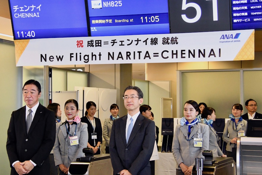 ANA、東京/成田〜チェンナイ線就航　平子社長「空のゲートウェイとして期待」