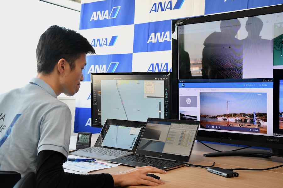 五島列島を飛ぶドローン、羽田空港で管理　ANAHDが無人物流実験