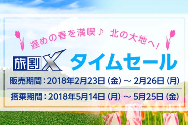 ANA、北海道路線対象の「旅割X タイムセール」開催中　片道7,300円から