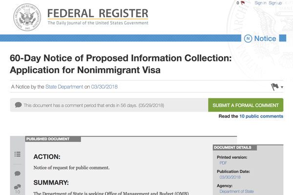 アメリカ政府、ビザ申請者にSNS情報の提出求める提案