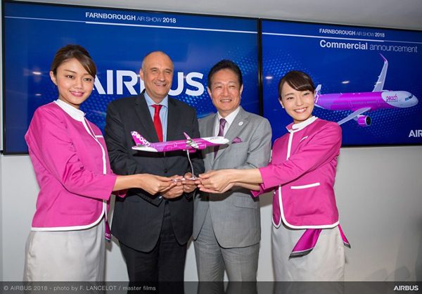 ピーチ、エアバスA321LR型機を発注　2機を発注変更で
