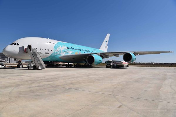 エアバス、ファンボローエアショーでハイフライのA380型機展示