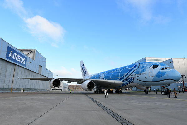 ANA、エアバスA380型機の初号機が厦門へ　初のC整備