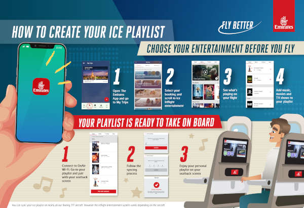 エミレーツ航空、アプリで機内エンタメのプレイリスト作成機能提供