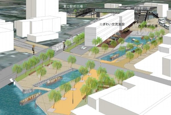 二ツ川から西鉄柳川駅前に水路を引き込み、周辺ににぎわい交流施設も　福岡・柳川