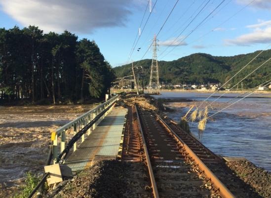 両毛線 大平下～栃木間 永野川橋りょう 橋台背面流出