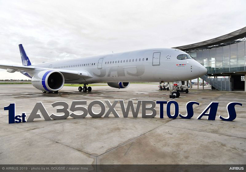 スカンジナビア航空（エアバスA350-900型機）