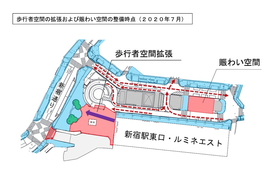 JR東日本、新宿駅東口前の歩道拡張　広場再整備へ