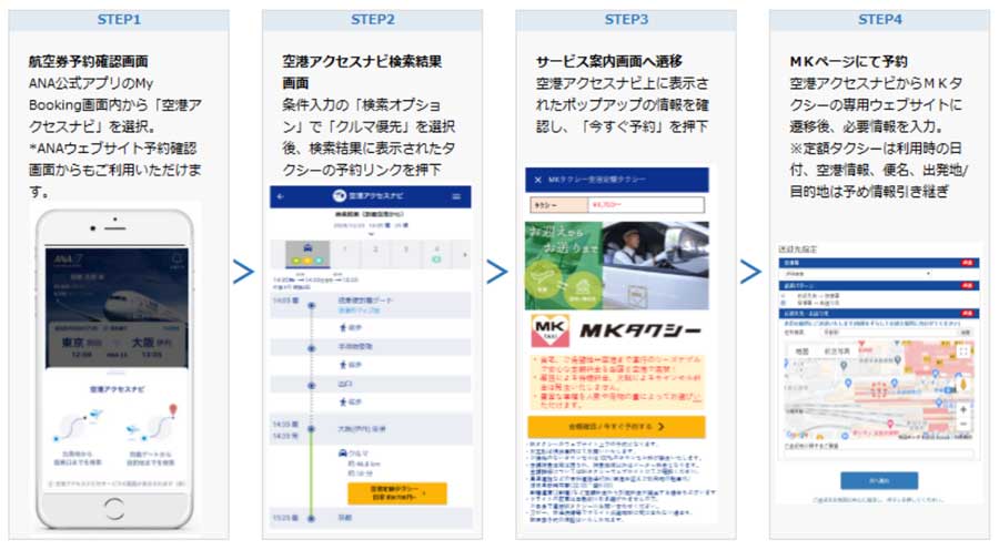 「ANA空港アクセスナビ」からエムケイの空港送迎が予約可能に