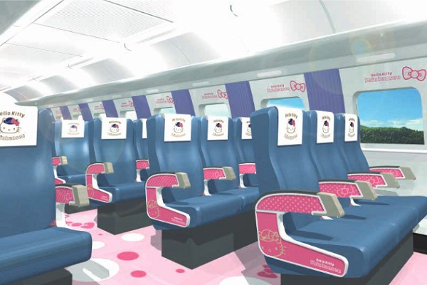 500系「ハローキティ新幹線」、6月30日運行開始　内装デザイン発表
