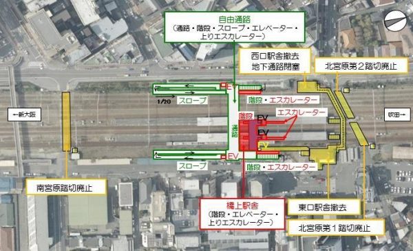 JR西日本、11月11日に東淀川駅を橋上化　開かずの踏切廃止