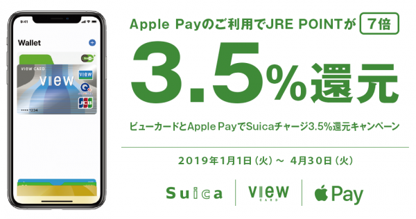 ビューカード、Apple Payの利用でポイント3.5％還元　4月30日まで