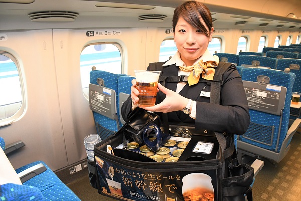 東海道新幹線で”神泡”のプレモル販売　おつまみ付で500円、列車限定