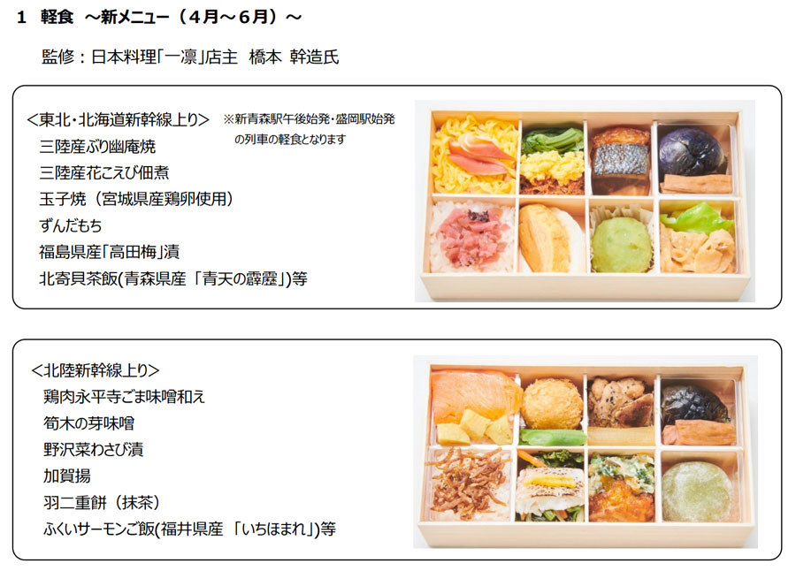 新幹線「グランクラス」の軽食新メニュー、沿線の食材を使用し”春”を表現