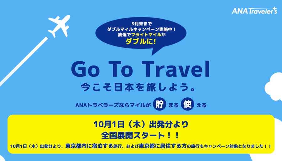 ANAセールス、東京発着のGo To トラベルキャンペーン対象商品販売開始