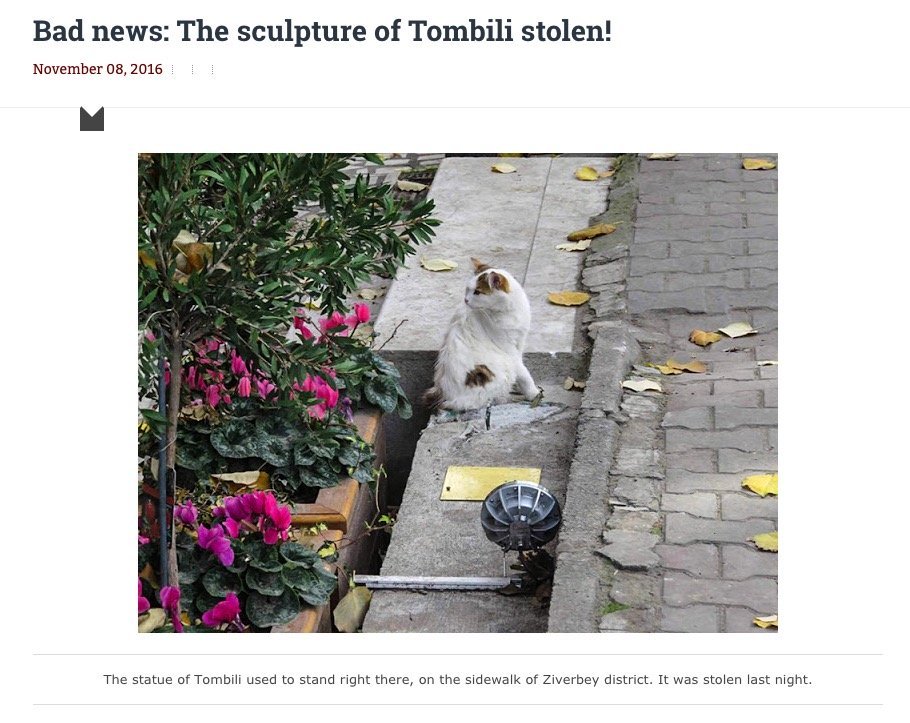 イスタンブールの猫銅像、盗難に遭うも元の場所に無事帰還